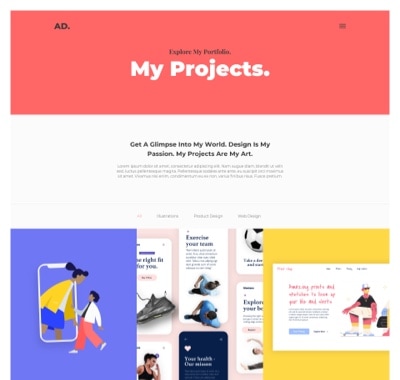 Projects - UX/UI Designer Portfolio (Flexbox) | Elementor Kit Library